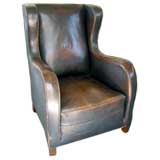 Curvaceous and Modern Spanish Leather Armchair