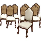 Set of Eight  19th Century Italian Walnut Dining Chairs