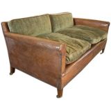 French 1940's Chic Leather Sofa