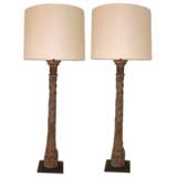 Pair of Twisted Iron Lamps