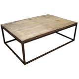 Iron Based Coffee Table with Rustic Wood Top