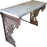Unique 19th Century Iron Console with Blue Stone Top