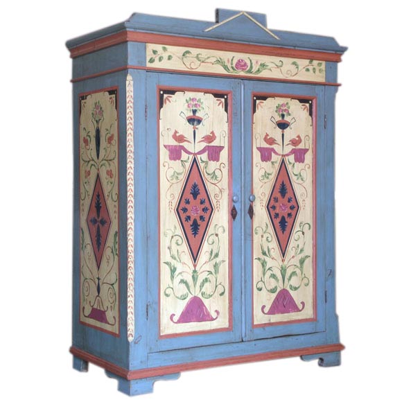 Antique Painted Armoire, Wardrobe or Computer Work Station
