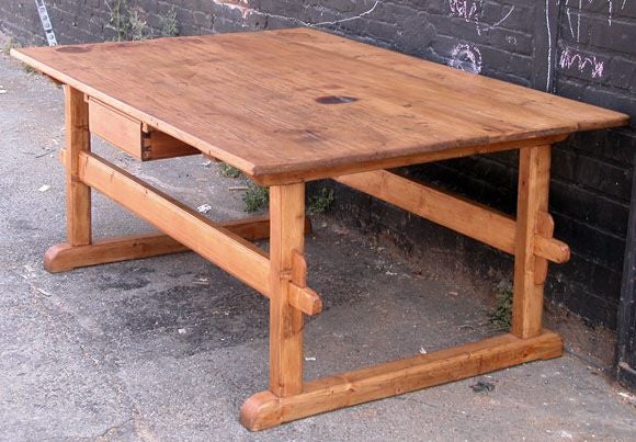 Country Antique Trestle Table or Farm Table
