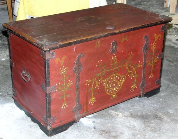 Latvian Large Hope Chest, Dowry Chest dated 1882