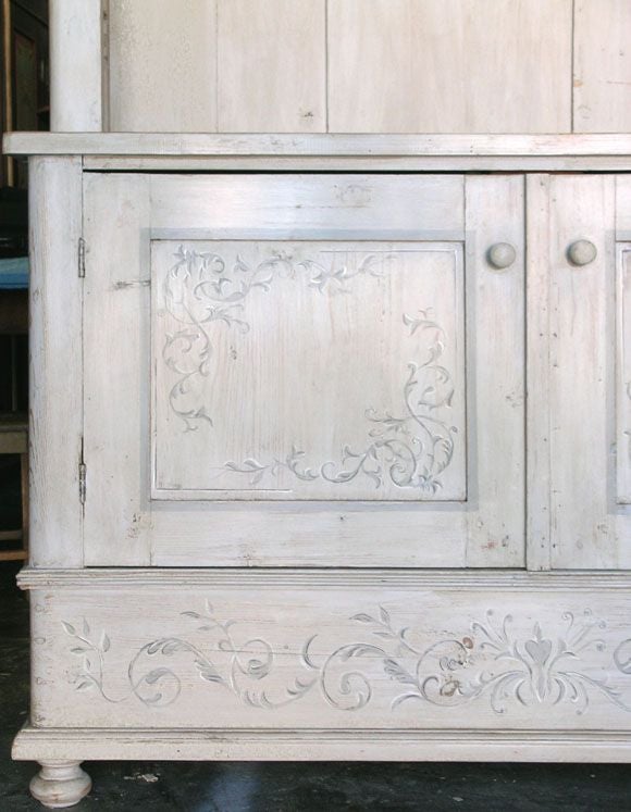 Estonian Painted Antique Hutch, Buffet