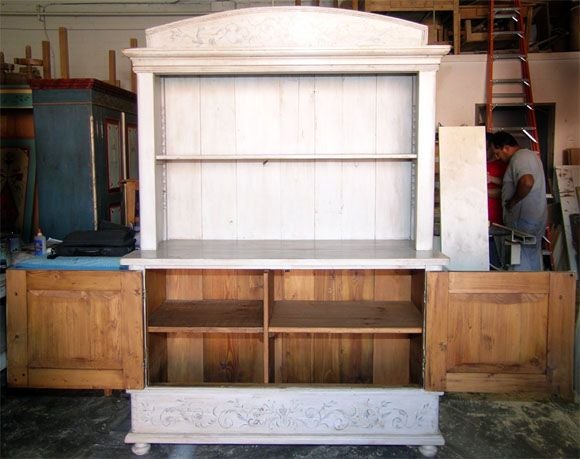 Pine Painted Antique Hutch, Buffet