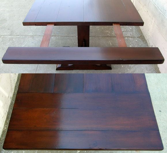 Trestle Table with Extensions, Walnut In Excellent Condition In Los Angeles, CA
