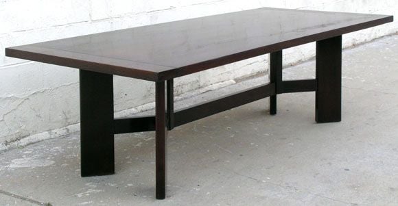 Modern Dining Table with Extensions in Solid Walnut, Custom Made by Petersen Antiques For Sale