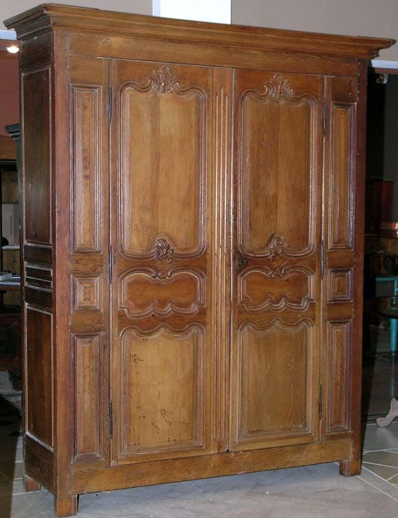 Large French Provincial armoire, oak. Louis XVI period.