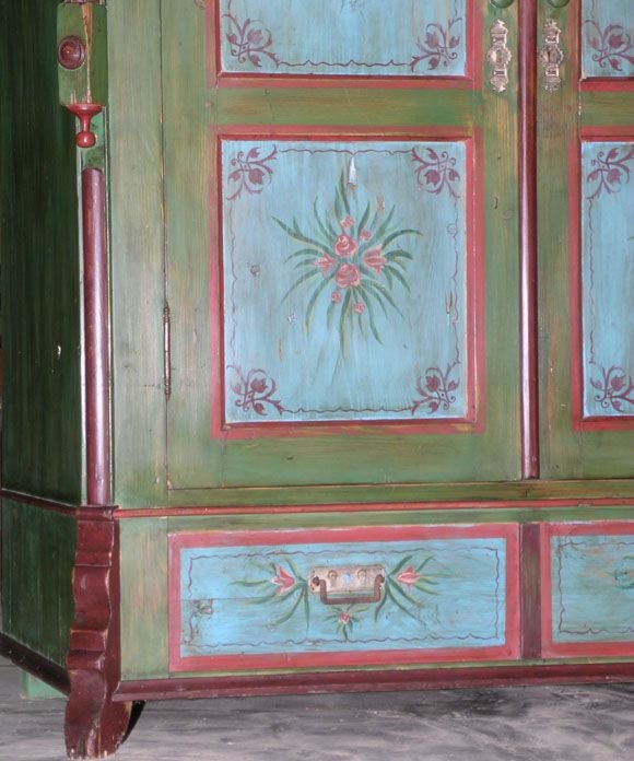19th Century Folk Art Painted Armoire