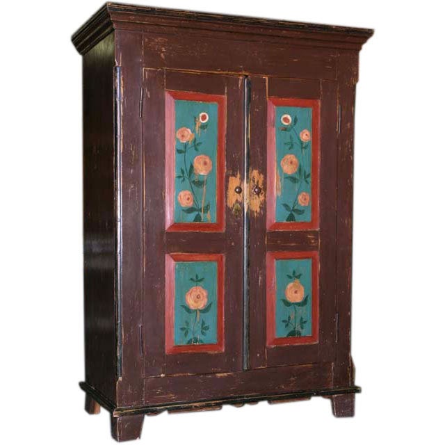 Armoire peinte d'art populaire, vers 1850