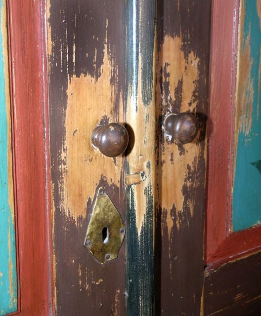 XIX secolo Armoire dipinto in stile Folk Art, 1850 circa in vendita