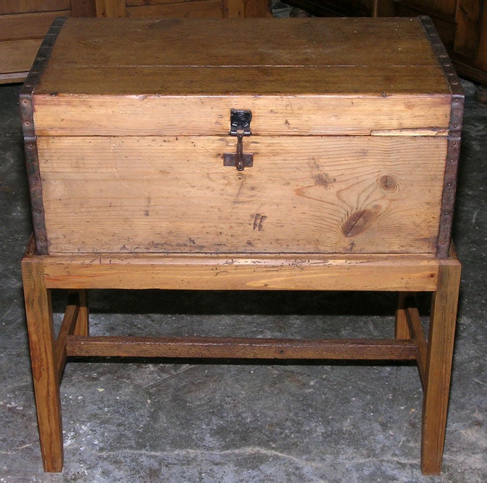 Craftsman's tool chest set in a rustic pine stand. Makes a great side table with storage. 