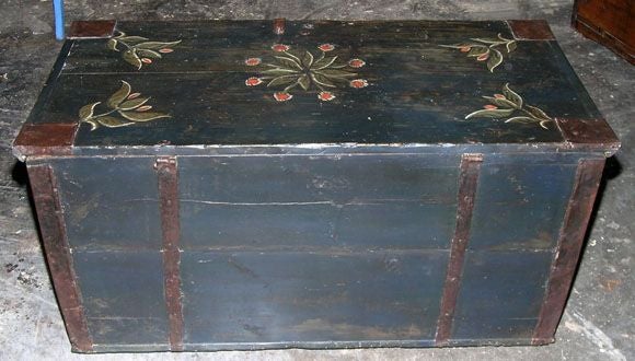 Painted Hope Chest , Blanket Box , Dowry Chest dated 1847 3