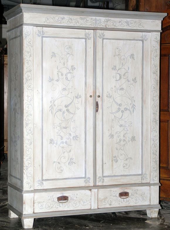 19th Century Armoire, Wardrobe painted in Gustavian Style
