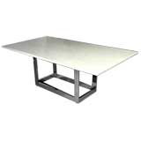 Milo Baughman marble top dining table with chrome base