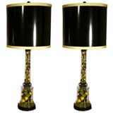 Pair of encased faux lemon tree lamps by Paul Hanson co.