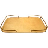 Aldo Tura lacquered goatskin tray with brass handles