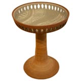 Brent Bennett ceramic stoneware and glazed glass top side table