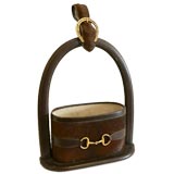 Gucci pony hide, leather and brass wine caddy