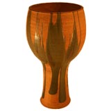 Stoneware ceramic chalice with drip glaze by David Cressey