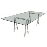 Aluminum sawhorse dining table