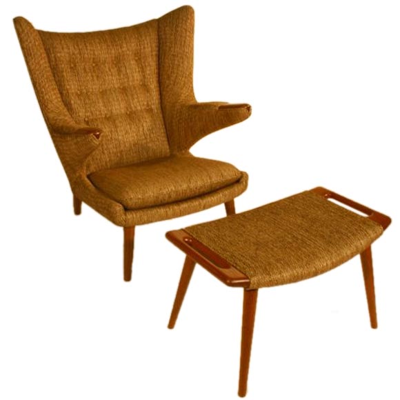 Papa Bear Chair and ottoman by Hans J. Wegner