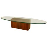 Rosewood cube coffee table with glass top by Harvey Probber