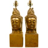 Pair of Buddha head lamps, T.H. Robsjohn-Gibbings attribution