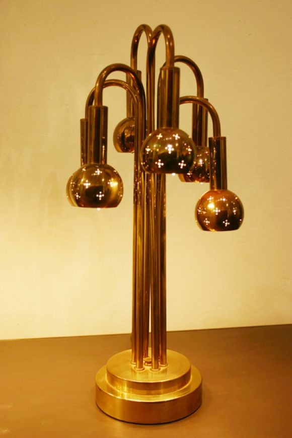 Pair of brass perforated shade  table lamps