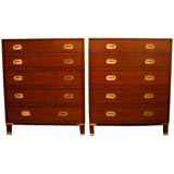 Pair of campaign dressers by Baker