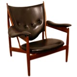 Walnut and Leather Chieftain chair by Finn Juhl for Baker