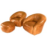 Leather lounge chairs by Sally Sirkin Lewis for J. Robert Scott