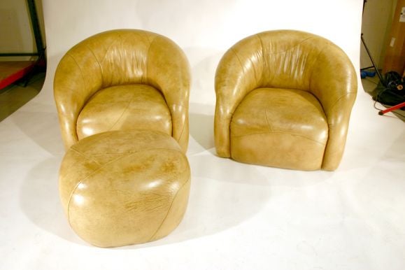 Leather lounge chairs by Sally Sirkin Lewis for J. Robert Scott 4