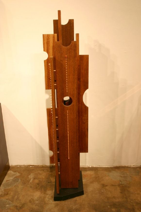 This work is a product of C. Anthony Eck, an autistic sculptor whose highly obsessive nature can be noted in his precision placement of colored pegs.<br />
Many pieces are stored in our warehouse, so please give us a call at (323) 463-4434 or email