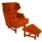 Rust suede chair and ottoman by Edward Wormley for Dunbar