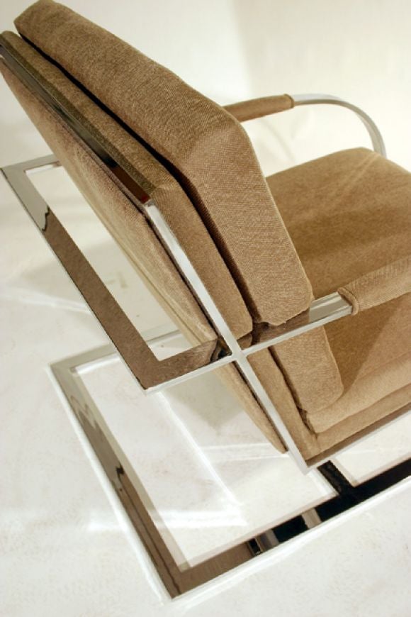 Mid-20th Century Milo Baughman chrome lounge chair and ottoman