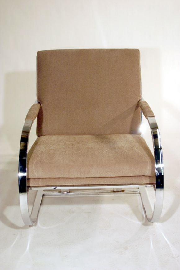 Chrome Milo Baughman chrome lounge chair and ottoman