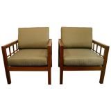 Pair of walnut Berkeley craftsman lounge chairs