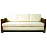 Burl wood sofa by Milo Baughman