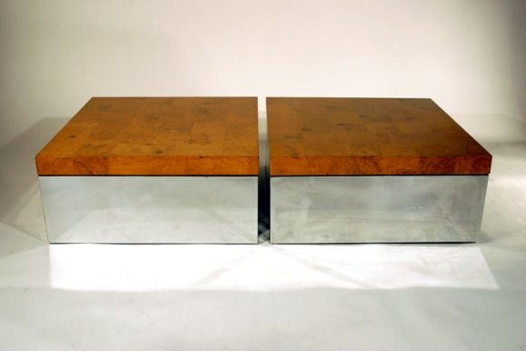 Pair of olive root burl side tables by Milo Baughman
