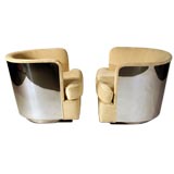 Pair of chrome swivel chairs by Milo Baughman