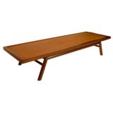 Caned top mahogany coffee table by T.H. Robsjohn-Gibbings
