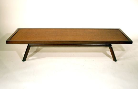 Caned top mahogany coffee table by T.H. Robsjohn-Gibbings