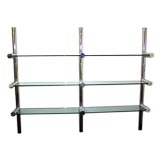 Pace Collection polished aluminum and glass wall unit