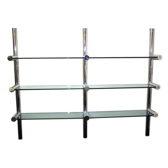 Pace Collection polished aluminum and glass wall unit