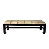 Low Asian style bench with tufted silk upholstery