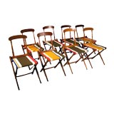 Set of eight Polo chairs with original Alexander Girard fabric