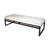 Long bench with padded silk brocade top